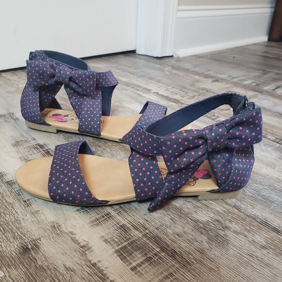 Disney Minnie Mouse Women's Blue Sandals Pink Dots Bow Size 5 - Picture 8 of 8